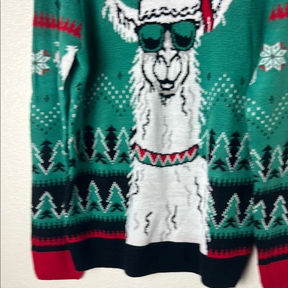Festive Llama Christmas Sweater - Green - Picture 6 of 13